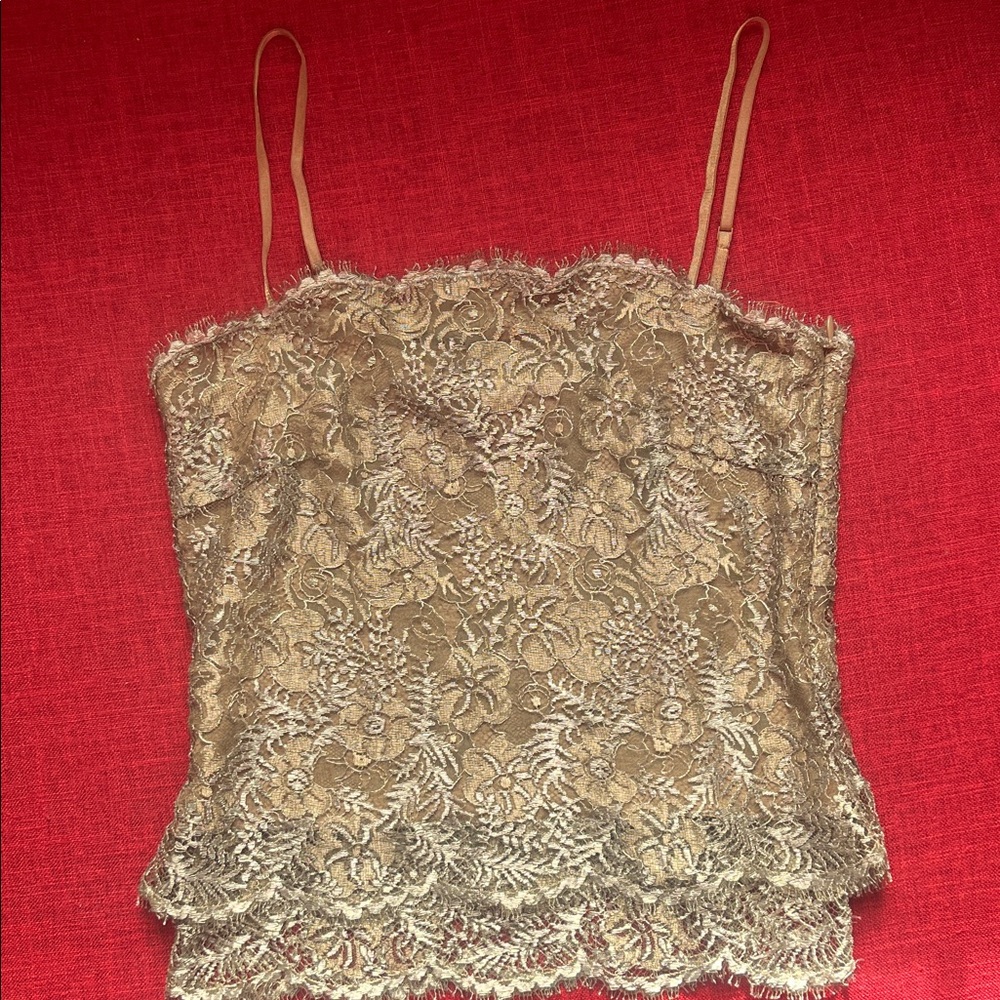 Ralph Lauren Black Label Gold Lace Floral Camisole